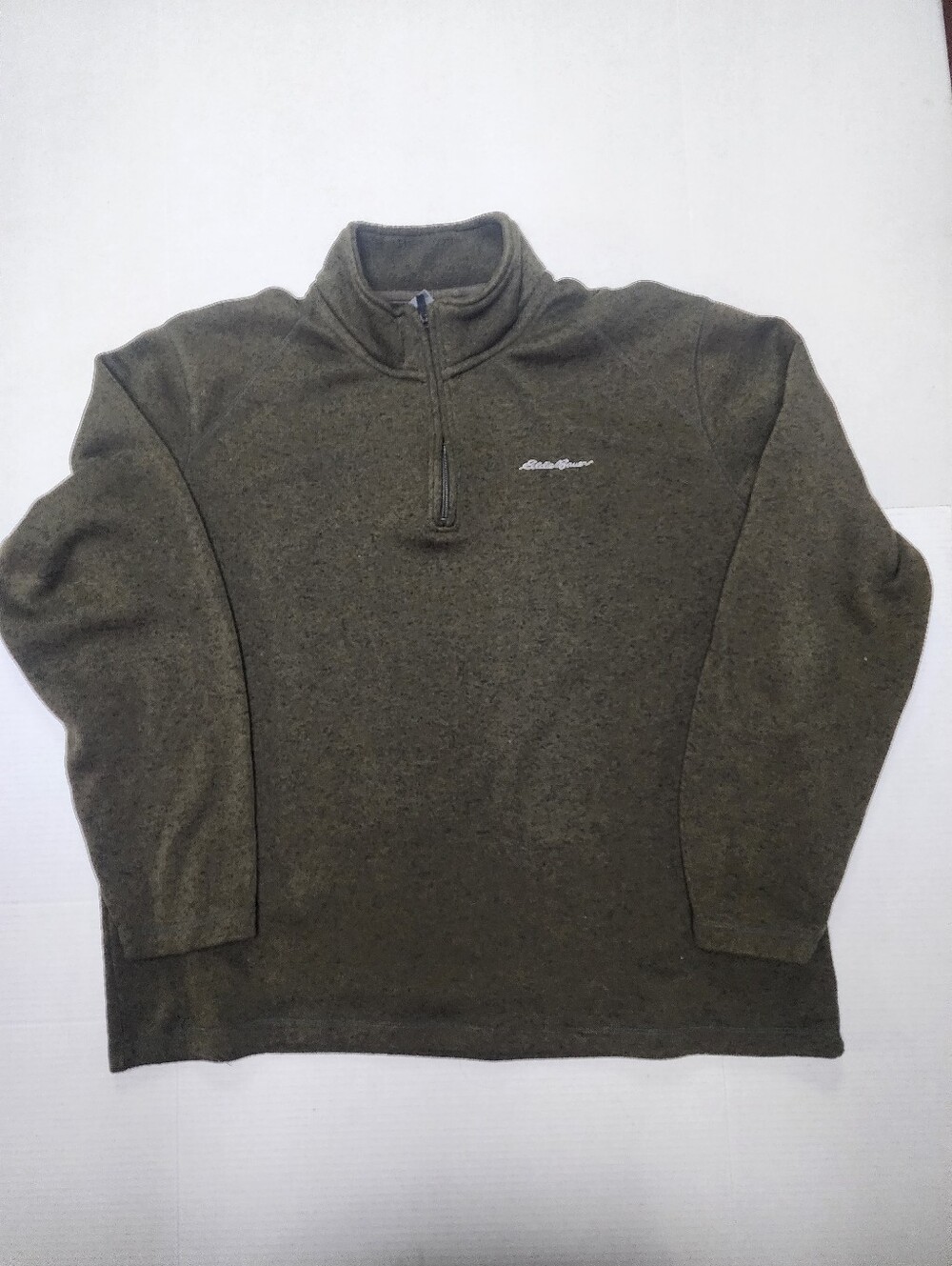 Eddie Bauer Men's Size 2XL Green 1/4 Zip Mock Neck Knit Polyester Sweater